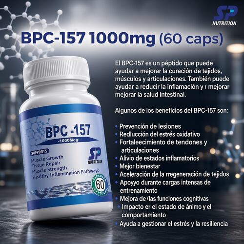 Suplemento Alimenticio Deportivo BPC 157 Supreme Peptides Recuperacion y Soporte Articular Oral 60 Caps 1000mcg