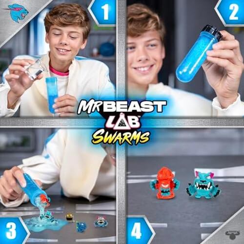 MrBeast Lab Swarms – 5 Figuras Coleccionables De 1 Pulgada En Tubo De Ensayo, Añade Agua Y Agita, Más De 100 Personajes Por Coleccionar